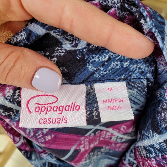 Pappagallo Vintage Abstract Tartan Print Long Sleeve Floral Button Down Shirt - Picture 3 of 16